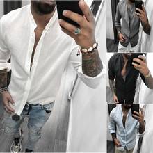 Мужская Повседневная рубашка, с длинным рукавом и принтом, мягкая, удобная, приталенная, с карманами 2024 - купить недорого