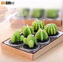 Mini vela de Cactus para decoración del hogar, luz de té para mesa, jardín, hogar, simulación de planta, velas decorativas de boda, 6 unids/set por juego 2024 - compra barato