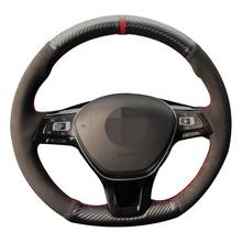 Car Steering Wheel Cover Black Carbon Fiber Suede For Volkswagen VW Golf 7 Mk7 New Polo Jetta Passat B8 Tiguan Sharan Touran Up 2024 - buy cheap