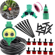 Kits de rega automática com gotejador ajustável, de 5-40m, microtubos de 1/4 ", 2 saídas, divisor de mangueira, ferramentas de rega de jardim, acessórios para gotejamento 2024 - compre barato