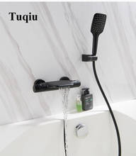 Juego de grifo de ducha para baño, Grifería termostática montada en la pared, Estilo Cascada de latón cromado negro 2024 - compra barato