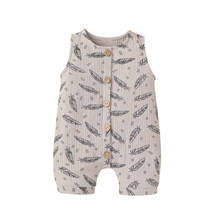 Newborn Baby Fashion Feather Print Romper Stylish Sleeveless Romper for Kids Boys Girls 2024 - buy cheap