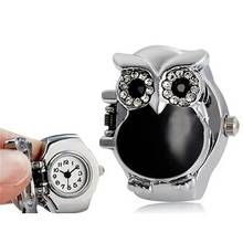 Women Watches Girl Shiny Rhinestone Owl Case Stainless Steel Elastic Finger Ring Watch Ladies Watch montres femmes 2024 - buy cheap