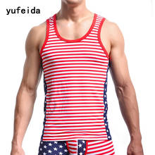 Mens Undershirts Tank Tops Sleeveless Summer Vest Sports Fitness Bodybuilding T-shirts America Flag Star Striped Underwear Vest 2024 - buy cheap