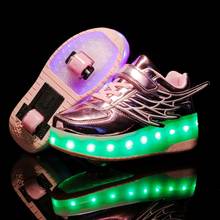 New Pink Gold USB Charging Fashion Girls Boys LED Light Roller Skate Shoes For Children Kids Sneakers With Wheels Two wheels 2024 - buy cheap