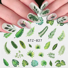 1 лист водной фотообои с зелеными листьями, простой летний слайдер «сделай сам» для маникюра, искусства ногтей, Декор 2024 - купить недорого