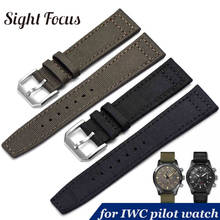 20mm 21mm 22mm Nylon Leather Watchbands for IWC Pilot Mark Spitfire Timezone Top Gun Strap Green Black Belts Straps 2024 - buy cheap