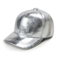 Winter Unisex Genuine Leather Baseball Cap Men Women Outdoor Casual Bright Golden/Silver Hip Pop Hat Male Hockey Snapback Chapeu 2024 - buy cheap