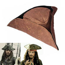 Pirate capBrown Caribbean Pirate Captain Jack Sparrow Tricorn Hat Adult Cosplay Party caps 2024 - buy cheap