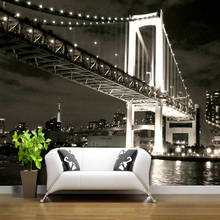City Night View Bridge Black and White Classic 3D Photo Wallpaper Living Room Bedroom Restaurant Bar Cafe Backdrop Custom Mural 2024 - buy cheap