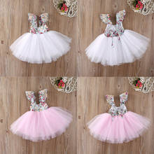 Vestido floral de princesa para meninas, vestido de festa infantil com tutu para recém-nascidos 2024 - compre barato
