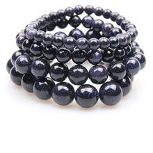 Natural Blue Sand Moon Bracelet for Men Women Natural Stone Beads Elastic Rope Buddha Chakra Bracelet Bangle 6mm 8mm 10mm 14mm 2024 - buy cheap