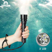 Светодиодный светильник онарик Topcom для дайвинга, IP68, 10 Вт, T6, водонепроницаемый, 3 светодиосветодиодный, с противоскользящей веревкой 2024 - купить недорого