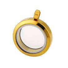 LOOKER 25mm Stainless Steel Round Plain Glass Memory Floating Locket Necklace 2024 - buy cheap