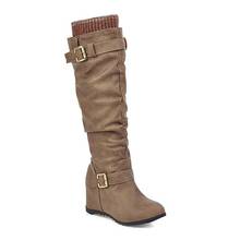 Gran tamaño 9 10 11-13 botas mujer botas de invierno botas mujeres zapatos de mujer zapatos botas de hebilla de cinturón de manga con volante 2024 - compra barato