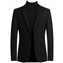 Mens Blazers Autumn Winter Men's Wool Jacket Woolen Suit Coat Business Casual Suit Jacket Male Outerwear 4XL blazer masculino 2024 - buy cheap