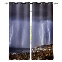 Building City Dark Clouds Lightning Sky Curtains for Living Room Bedroom Kitchen Window Treatment Curtain Home Decoration 2024 - buy cheap