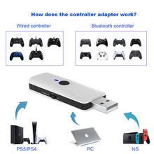 Adaptador de controle para ps4, com fio, sem fio, bluetooth, para ps5, ps4 switch, pc, p3 2024 - compre barato