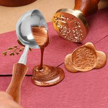 Anti-Hot Sealing Wax Spoon Wood Handle Retro Wax Stamping Spoons Invitation Cards Decorative Stamps Craft 2024 - buy cheap