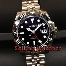 40mm Parnis black dial Ceramic Rotatig Bezel Sapphire glass Ceramic bezel GMT automatic mens watch 2024 - buy cheap