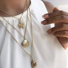 3 Pcs/Set Women Necklaces Set Boho Starfish Shell Scallop Conch Chain Pendant Gold Necklace Female Fashion Beach Party Jewelry 2024 - buy cheap