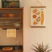 Póster colgante nórdico de madera para el hogar, marco de suspensión para calendario, pan, fruta, impresiones de cuadros de pared para sala de estar, cocina, decoración de pared 2024 - compra barato