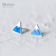 Modian Enamel Sweet Cute Blue Iceberg Tiny Stud Earrings Exquisite Accessories 925 Sterling Silver Fashion Jewelry For Women 2024 - compre barato