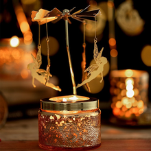 Candle Holder Xmas Rotating Spinning Carousel Tea Light Center Home Decoration Gifts Wedding Decoration Aromatherapy Candle 2024 - compre barato