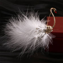 2021 Creative Trendy Women Brooches Swan Feather Brooch Pin Jewelry Scarf Clip Rhinestone Banquet Brooch Accessories 2024 - buy cheap