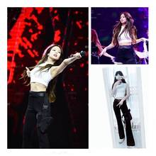 kpop Korean Celebrity stage show same white cotton sleeveless loose elastic vest tops and black casual pants women two piece set 2024 - buy cheap