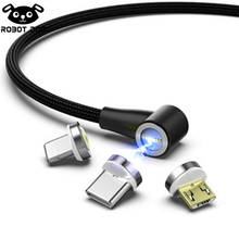 3а Магнитный кабель Micro USB Type C адаптер Шнур 90 градусов локоть быстрое зарядное устройство освещение Led свет данных для iPhone Samsung 2024 - купить недорого