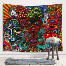 Colgante de pared para dormitorio, tapiz con diseño misterioso Retro, Trippy Arabesque abstracto, mejorado, para Universidad 2024 - compra barato