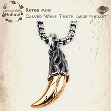 Huge Wolf Tooth Pendant Necklace For Men Retro Carved Men's Stainless Steel Necklace Sweater Chain Vintage Punk Jewelry Gift 2024 - buy cheap