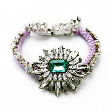 Vintage Crystal Flower Hand-Woven Multicolor Bracelet Bangle Multicolor Charm Bracelet Women Fashion Jewelry 2024 - buy cheap