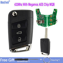 OkeyTech 3 пуговицы 433 МГц удаленное ключи для Volkswagen VW Golf MK7 Skoda Octavia A7 с Megamos AES чип 5G0 959 753 BC 2024 - купить недорого