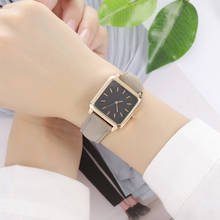 Relojes de marca para mujer, reloj de cuarzo sencillo cuadrado con esfera negra, resistente al agua, reloj de lujo para personas con éxito, venta 2021 2024 - compra barato