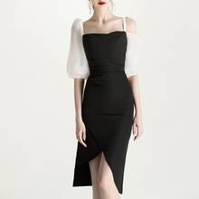Vestido de fiesta con hombros descubiertos para mujer, Sexy, blanco y negro, ajustado, ceñido, largo y elegante, 2020 2024 - compra barato