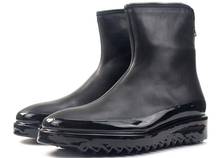 Botas de cuero genuino para hombre, botines con cremallera, color negro, novedad, Invierno 2024 - compra barato