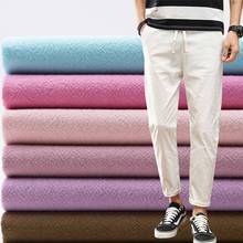 Мягкая однотонная белая хлопковая ткань с крепированной текстурой для брюк, рубашек, черный, розовый, синий, зеленый, бордовый, серый, хаки, на метр 2024 - купить недорого