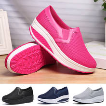 Fashion Wedges Shoes For Women Thick Sole Platform Sneakers Ladies Shoes Casual Slip On Breathable Increase Height Rocking Shoes 2024 - buy cheap