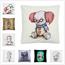 Scary ghost doll cartoon pattern Soft Short Plush Cushion Cover Pillow Case for Home Sofa Car Decor Pillowcase 45X45cm 2024 - buy cheap