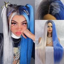 Синтетические парики XUMOO, цветные, жаропрочные, с эффектом деграде, синие, серые, для косплея, вечеринки, Лолиты, для женщин 2024 - купить недорого