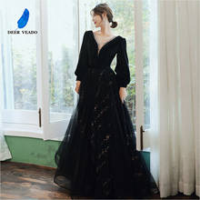 DEERVEADO-vestido de noche Formal para mujer, prenda negra de manga larga, elegante, para fiesta, novedad de 2020, MFY114 2024 - compra barato