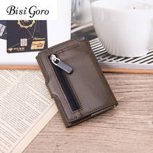 BISI GORO 2020 мужской держатель для кредитных карт, высококачественный металлический алюминиевый автоматический всплывающий чехол для Карт RFID, черный кошелек, кошелек с кнопками 2024 - купить недорого