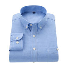 Coreano moda masculina manga longa camisa oxford frente remendo peito bolso fino ajuste botão para baixo diário casual blusa masculina 2024 - compre barato
