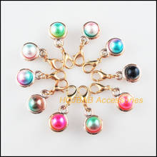10 New Round Caps 11x15mm Charms 18KGP Mixed Ball Acrylic Retro With Lobster Claw Clasps 2024 - buy cheap