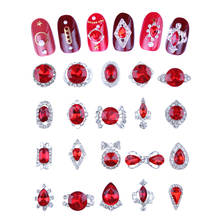 100Pcs 3D Metal Nail Accessory Hot Red Gem Nails Rhinestones Alloy Charm Jewelry With Crystals Rhinestones Decoration For Nail 2024 - buy cheap