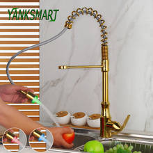 Yanksmart-torneira de cozinha banhada a ouro com luz led, misturador de água fria e quente, monocomando 2024 - compre barato