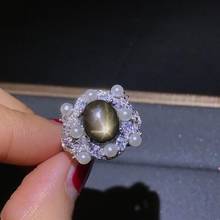 Fine Jewelry 925 Sterling Silver  Natural Black Star Sapphire New Ring Luxury Girl's Ring Support Test 2024 - buy cheap