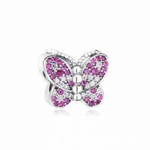 High quality 100% 925 sterling silver bead zircon butterfly charm jewelry fit pandora bracelet accessories making gift for women 2024 - buy cheap